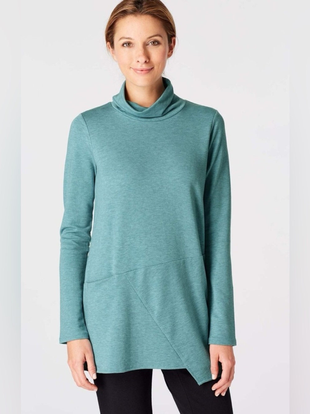 Jill Pure Jill Diagonal Knit Mock-Neck Tunic Medium Winter Cozy Business Casual